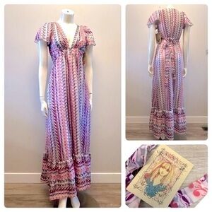 NWT DAUGHTERS OF THE REVOLUTION beautiful boho flowy ruffle designer maxi dress.